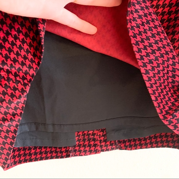 LL Bean Classic Red Houndstooth Plaid Pencil Skirt - Picture 3 of 8